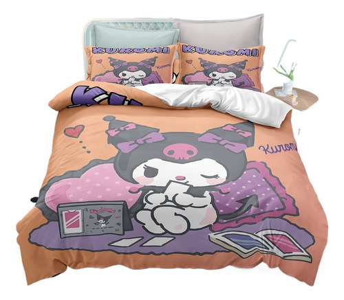 . Juego De Cama Individual Kuromi De Dibujos Animados De 3