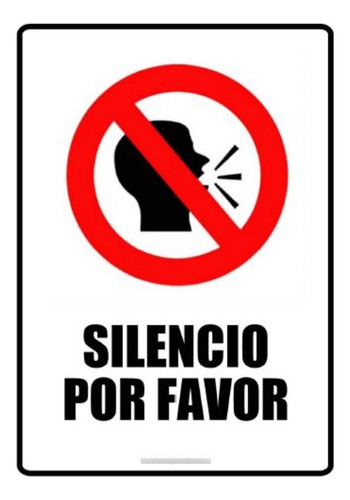 Cartel Pvc Silencio Por Favor Señalética Alta Duración  