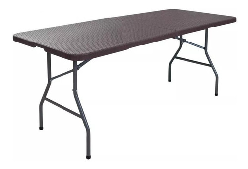 Mesa Para Jardin Plegable Pvc Simil Ratan Reforzada 180x74