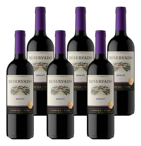 Vino Concha Y Toro Reservado Merlot Botella 750 Ml Pack X 6