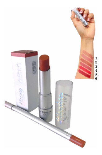 Kit Labial En Barra Y Lápiz De Labios Aria Colección Silver