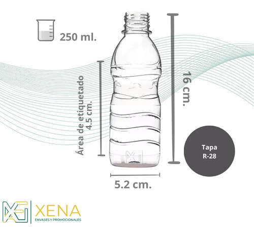 Botella Pet Para Aguas Jugos 250 Ml Tapa Seguridad X 50