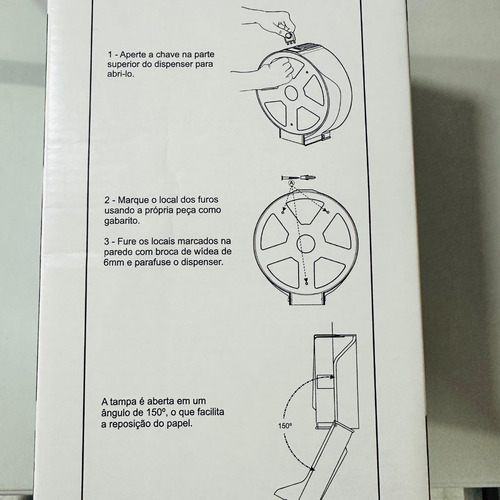 Porta Papel Higiênico Preto Rolos De 300 A 500 Metros Japi