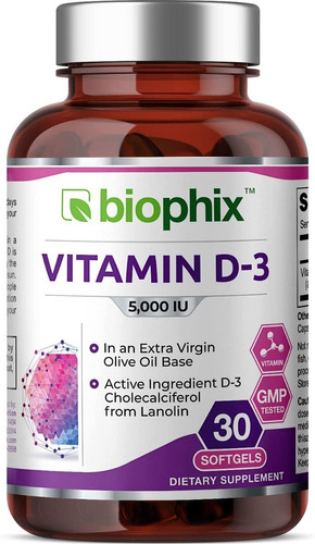 Vitamina D3 5000 Iu Biophix - Unidad a $6430