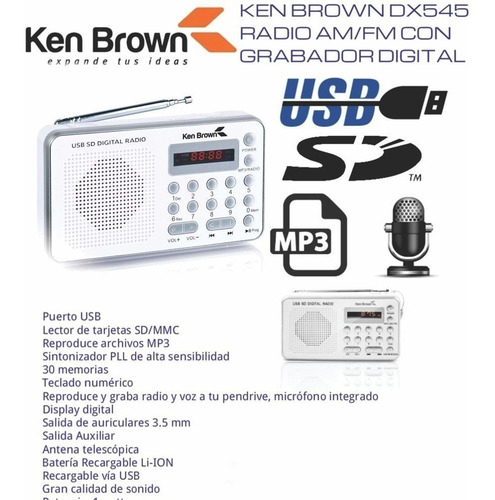 Radio Digital Am/fm Ken Brown Dx-545 Batería Recargable