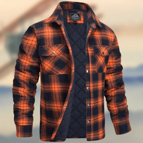 Chamarra A Cuadros Con Forro Polar Para Hombre