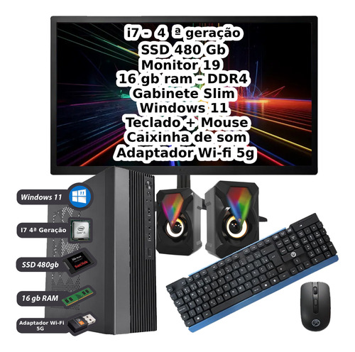Cpu Mini Monitor 19 Intel Core I7 4ager 16gb Ssd 480gb Win11