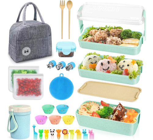 Fiambrera Para Niños Bento Lunch Box Adultos Caja Kit 27pcs