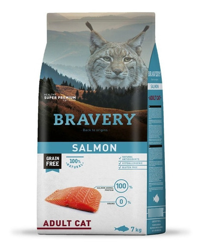 Alimento Para Gatos Adultos Bravery Salmón 7 Kg