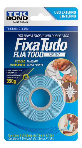 Fita Espuma Dupla Face 12mmx1,5m Tekbond (interno E Externo)