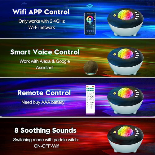 Imagen 3 de 8 de Proyector Galaxia Bluetooth Y Wifi Compatible Alexa Y Google