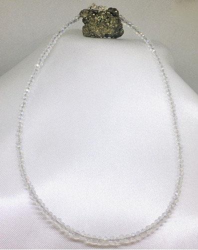 Collar De Cristal De Roca Choker 40cm Con Plata 925