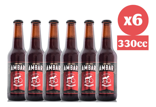 Sixpack Cerveza Artesanal +56 Ambar Ale 330cc Botella