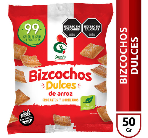 Gallo Snacks Dulces bizcocho arroz 50gr 60 unidades