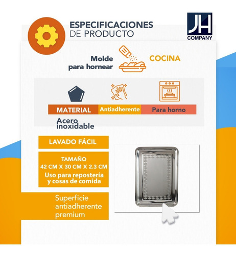 Charola De Aluminio Servir Hornear Cocina Reposteria 8590 Color Plata 8590