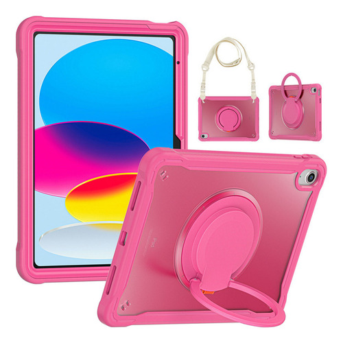 Capa Anti-queda Com Suporte E Alça Para iPad Mini 6ª 8,3 Pol Cor Rosa Vermelha (com Alça)