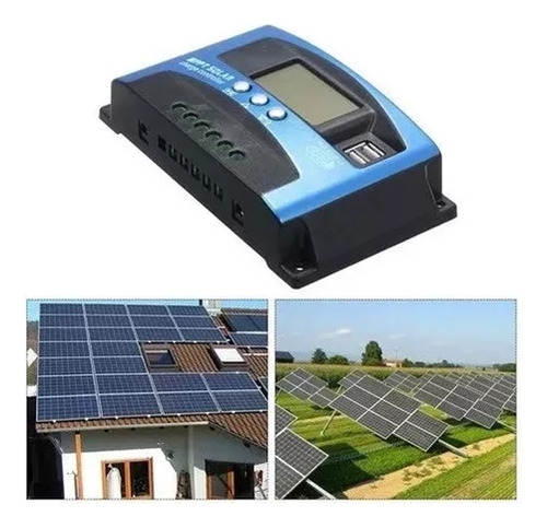 Controlador De Carga Solar Mppt Con Doble Pantalla Led Usb 1