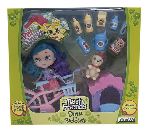 Imagen 2 de 10 de Muñeca Dina Con Bicicleta Mascota Casa Y Accesorios Ahora 12