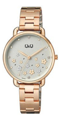 Reloj Mujer Hermoso Diseño Elegante Q&q Económico Cuarzo Color de la correa Oro rosa Color del fondo Blanco