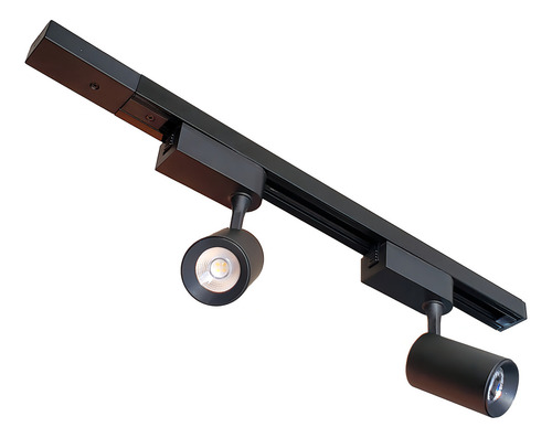 Kit Trilho Eletrificado 50 Cm + 2 Spots Led Dimerizável Cor Preto - branco-neutro 4000k 220V