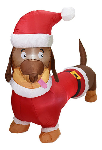 Perrito Salchicha Navideño Inflable De 5 Pies De Largo Con S