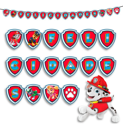 Banderín Paw Patrol Letrero Banner Cumpleaños Imprimible Pdf