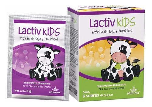 Proteína De Soya Y Probióticos 6 Sobres De 5 Gr Lactiv Kids Natural