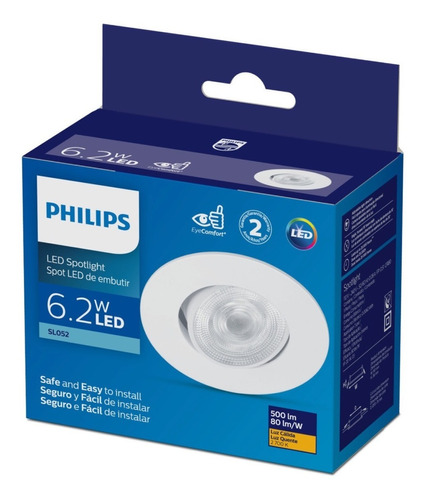 Foco Spot  Embutido Philips Blanco Basculante 6.2w 