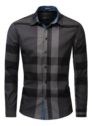 Camisa Xadrez Masculina, Camiseta De Manga Comprida 6350