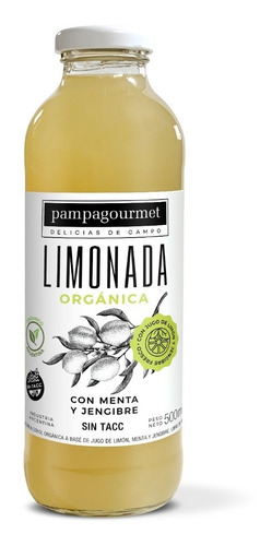 Limonada Orgánica Con Menta Y Jengibre Pampa Gourmet 500ml