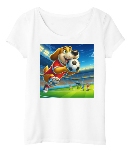 Remera Mujer Perros Jugando Al Futbol Cancha M1