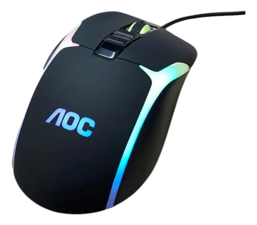 Mause Gamer Profissional Marca AOC Modelo Gm190 Rgb USB 7200 Dpi Preto LED Acessórios de I Ormática