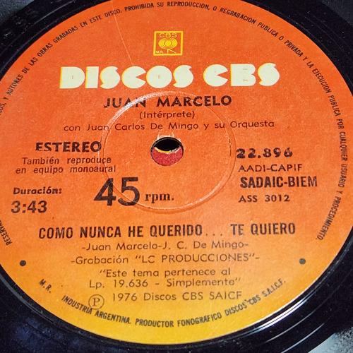Simple Juan Marcelo J De Mingo Orq Discos Cbs C4