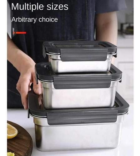 Caja Bento De Acero Inoxidable, Caja De Almacenamiento De