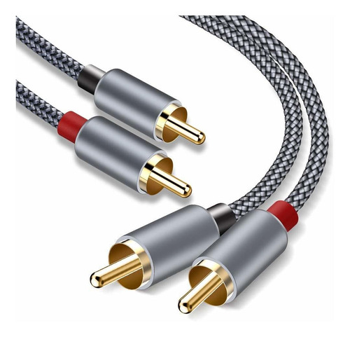 Cable Dual Rca Machos A Machos, 4 Pies/alta Fidelidad/gris