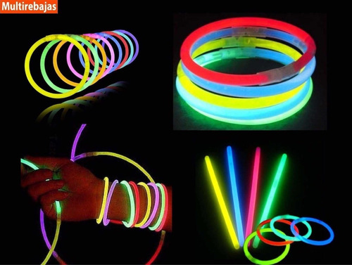 Imagen 2 de 3 de 50 Pulseras Fluor Glow Luminosas Fiesta Neón