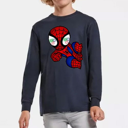 Polera Led Manga Larga Algodón Niños Spiderman Mini