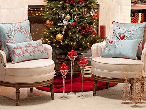 Almohada Lumbar Navidad Con Coronas, Color Azul 29x46 Cm