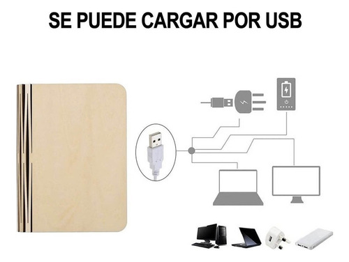 Lámpara Lectura Noche Recargable Luces Decorativa Libro Led