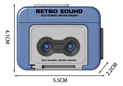 Llavero Mini Grabadora De Cassette Retro Vintage 13s Color Rosa Color Azul