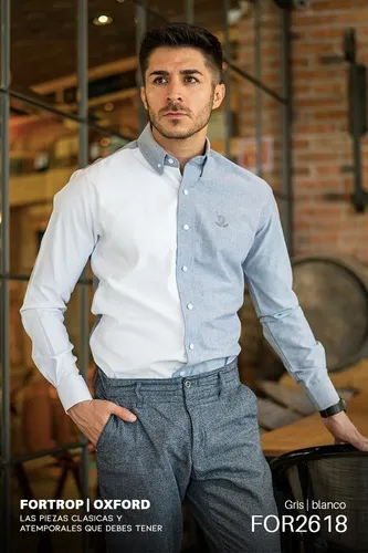 Camisa bicolor hombre deals