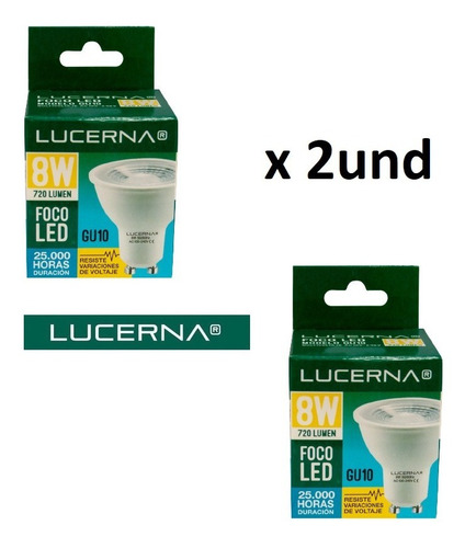 Bombillo Dicroico Led Gu10 8w 3000k 100-240v Lucerna 2 Und