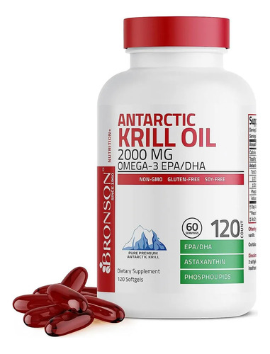 Aceite De Krill Antártico 2000 Mg Bronson 120 Softgel Sabor Sin Sabor