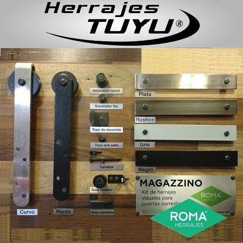 Imagen 7 de 7 de Kit Puerta Colgante Magazzino 3 M Roma Granero Establo Negro