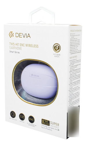 Audífono Bluetooth Gamer Devia M7 Enc Wireless Tws Lila