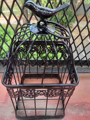 Imagen 5 de 8 de Jaula Decorativa Cuadrada Pajaro Negro Vintage