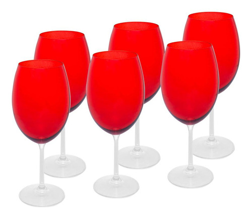 6 Taças Wolff Banquet De Vinho De Cristal Ecológico Vermelho