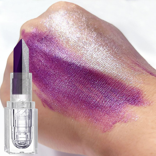 Lápiz Labial Degradado De Dos Tonos, 2 En Uno, Morado, Silve