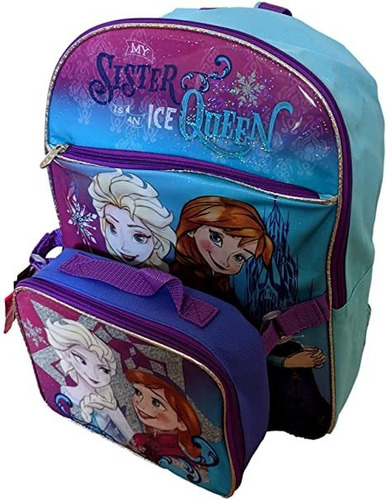 Mochila Disney Frozen Elsa Y Anna Con Lonchera Aislada Desm