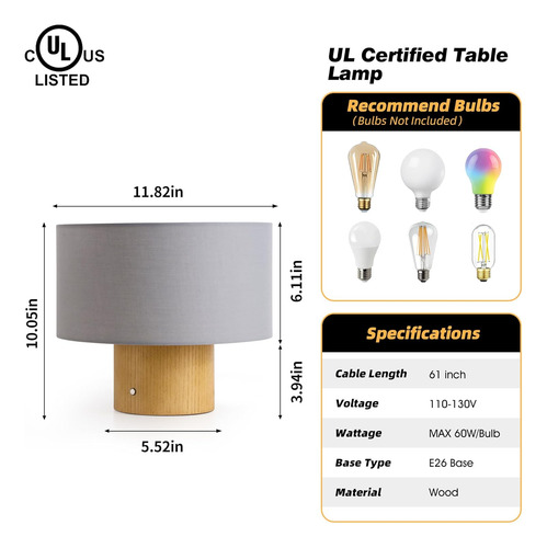 Lámpara Moderna De Mesa 10 Con Pantalla De Lino